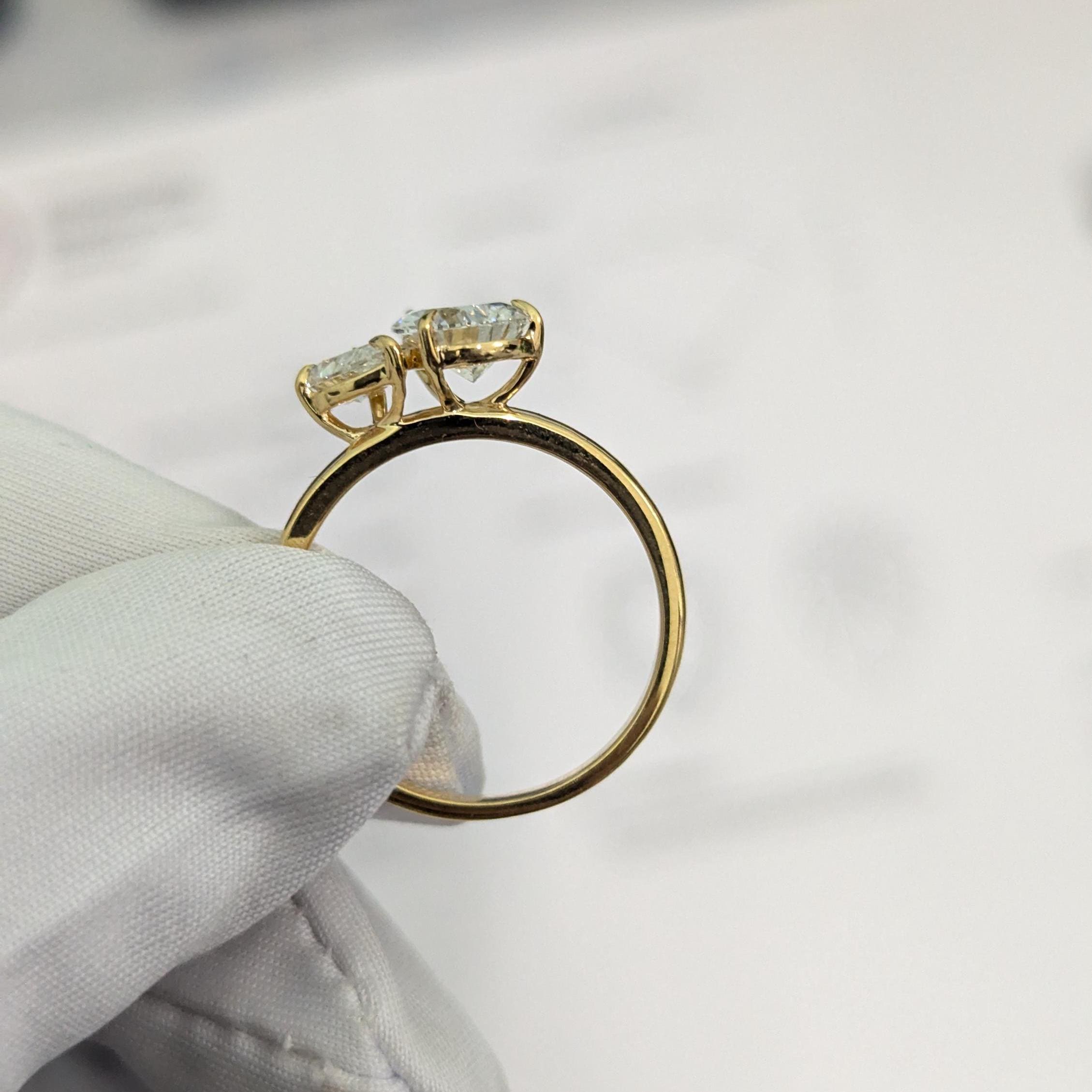 Pear 2.00tcw Lab Grown Diamond Toi et Moi Engagement Ring, D-E-F color, VVS-VS Clarity - IGI Certificate