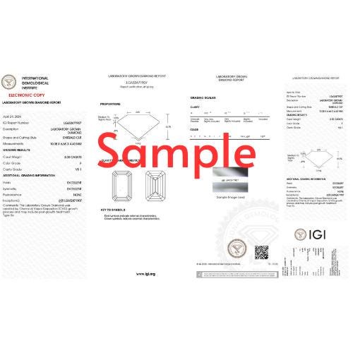 Cushion 3.00ct Lab Grown Diamond Half Bezel Engagement Ring, D-E-F Color, VVS-VS Clarity - IGI Certificate
