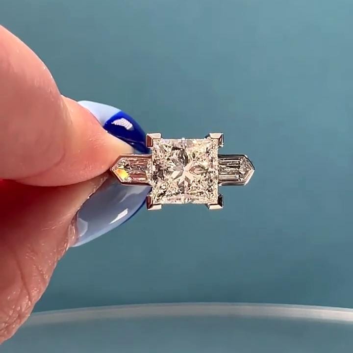 Princess 2.50tcw Lab Grown Diamond Bezel Set Engagement Ring, D-E-F Color, VVS-VS Clarity