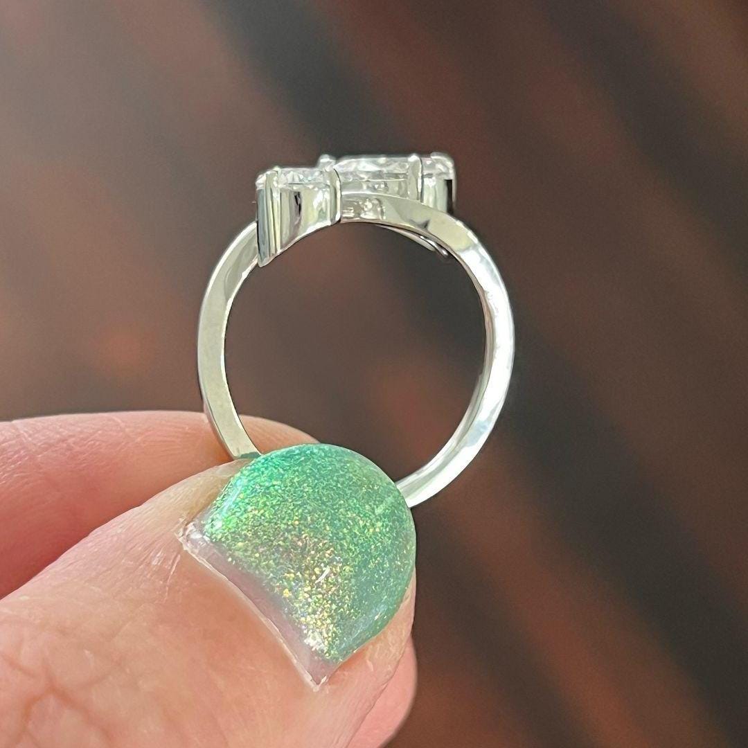 Pear And Round 1.50tcw Lab Grown Diamond Toi Et Moi Engagement Ring, D-E-F Color, VVS-VS Clarity