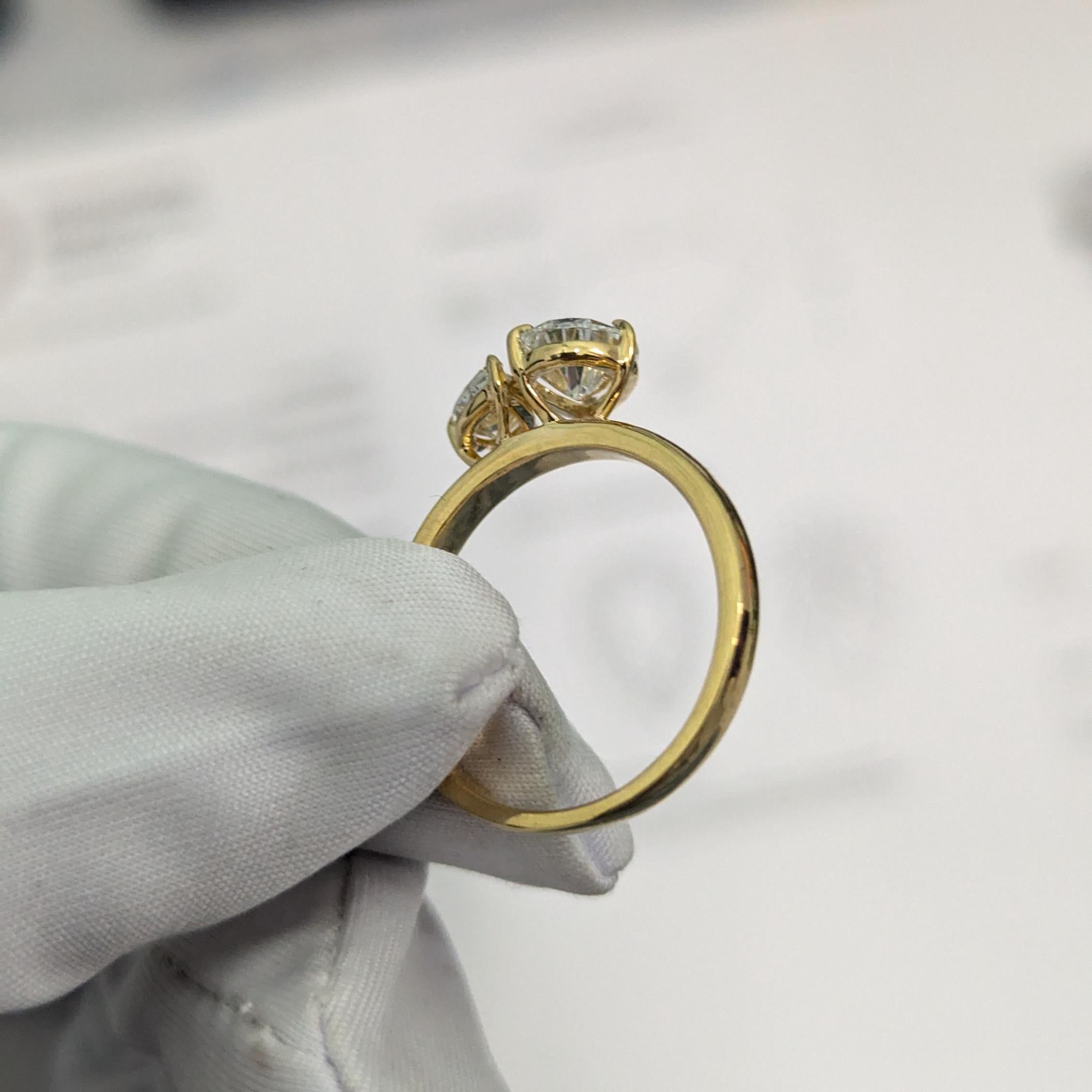 Pear 2.00tcw Lab Grown Diamond Toi et Moi Engagement Ring, D-E-F color, VVS-VS Clarity - IGI Certificate