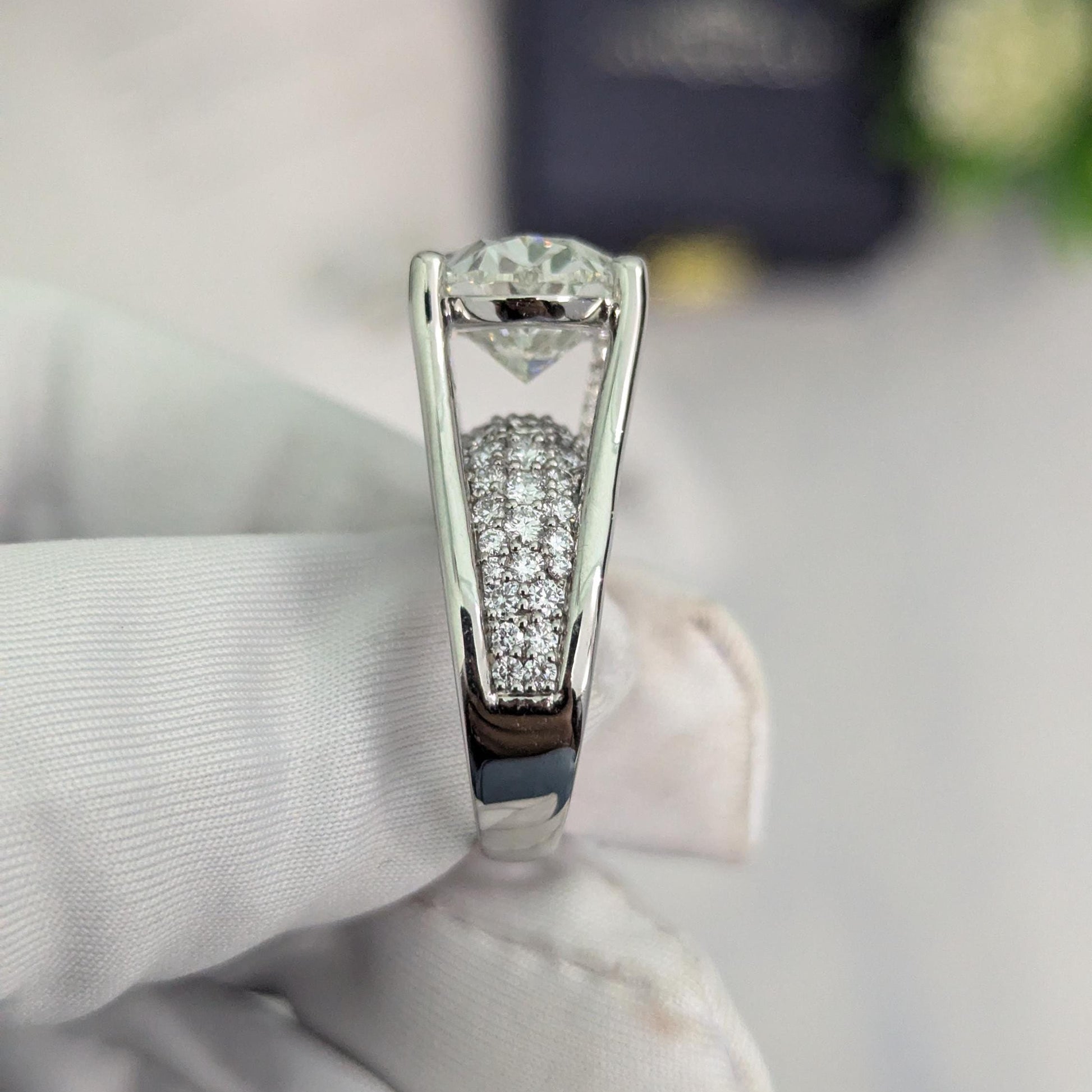 8.50tcw Oval Lab Diamond Tension Style Ring | White Gold | IGI D-E-F VVS–VS