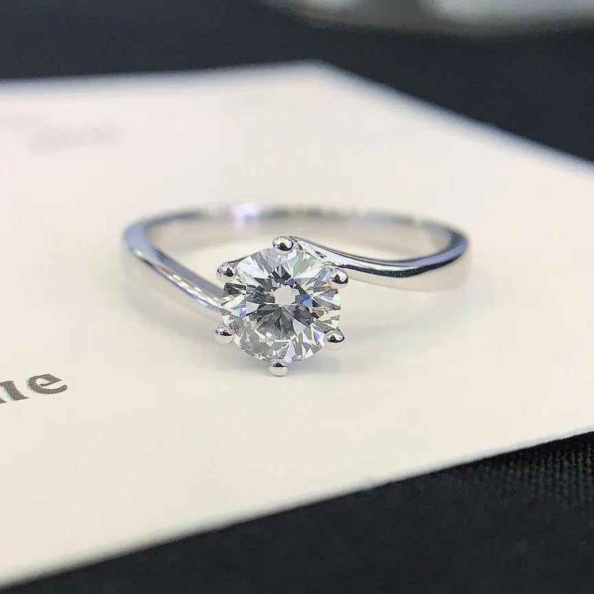 Round 0.70tcw Lab Grown Diamond Bypass Shank Engagement Ring, D-E-F Color, VVS-VS Clarity - IGI Certificate