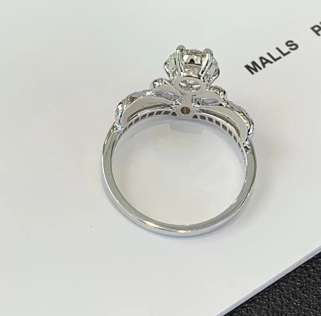 Round And Pear 2.00tcw Lab Grown Diamond Side Stone Unique Design Engagement Ring, D-E-F Color, VVS-VS Clarity - IGI Certified