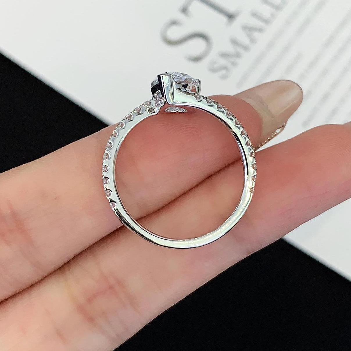 Pear 2.00tcw Lab Grown Diamond Solitaire Basket With Bypass Band Engagement Ring, D-E-F Color, VVS-VS Clarity - IGI Certified