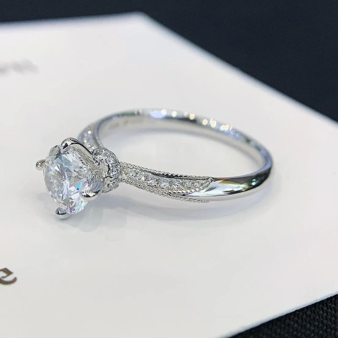 Round 1.20tcw Lab Grown Diamond Hidden Halo Solitaire Pave Engagement Ring, D-E-F Color, VVS-VS Clarity - IGI Certified