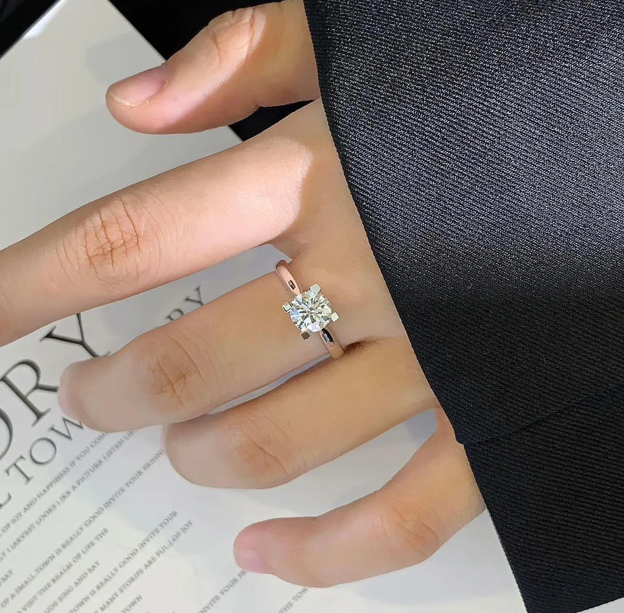 Round 1.10tcw Lab Grown Diamond Solitaire Pave Unique Design Engagement Ring, D-E-F Color, VVS-VS Clarity - IGI Certified