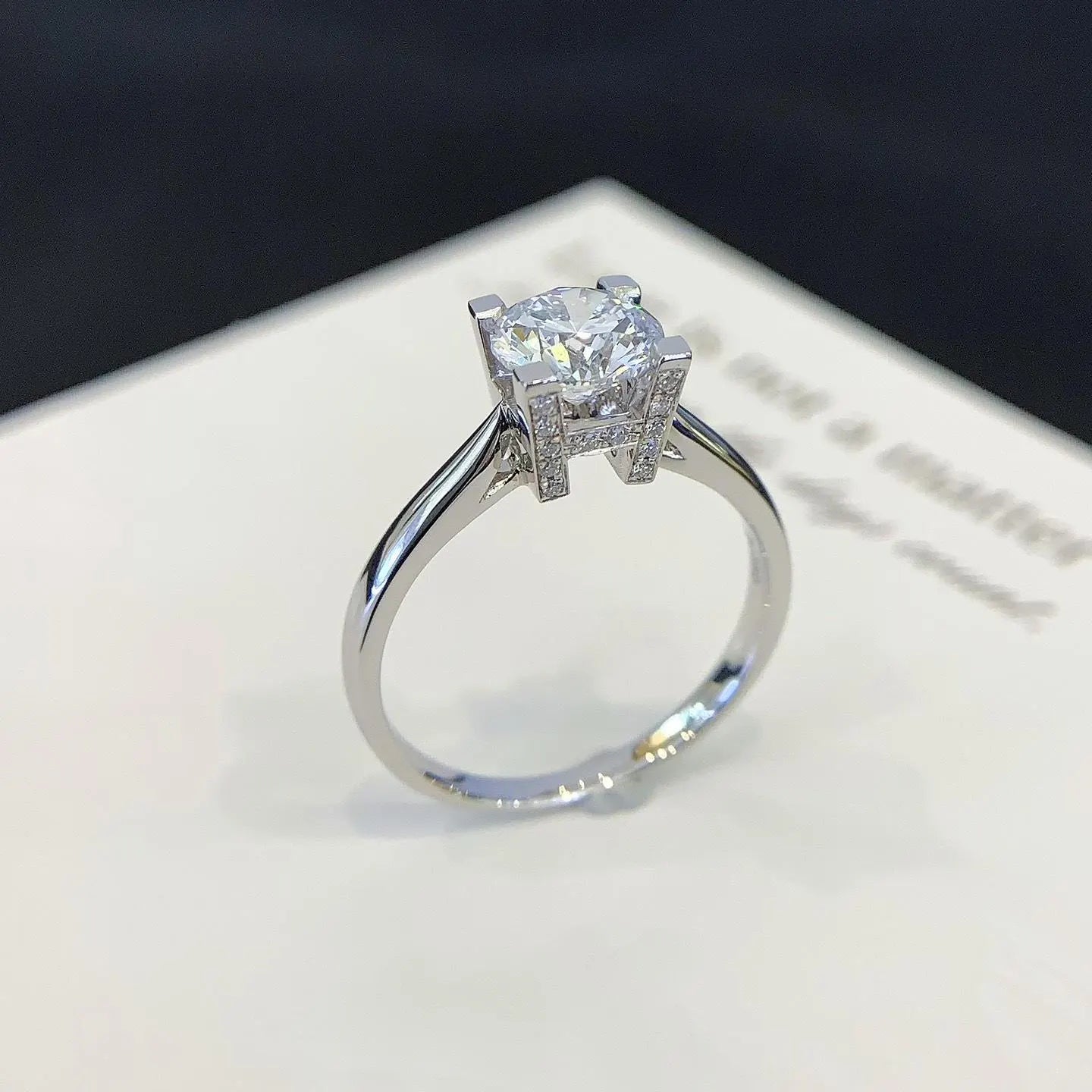 Round 1.10tcw Lab Grown Diamond Solitaire Pave Unique Design Engagement Ring, D-E-F Color, VVS-VS Clarity - IGI Certified
