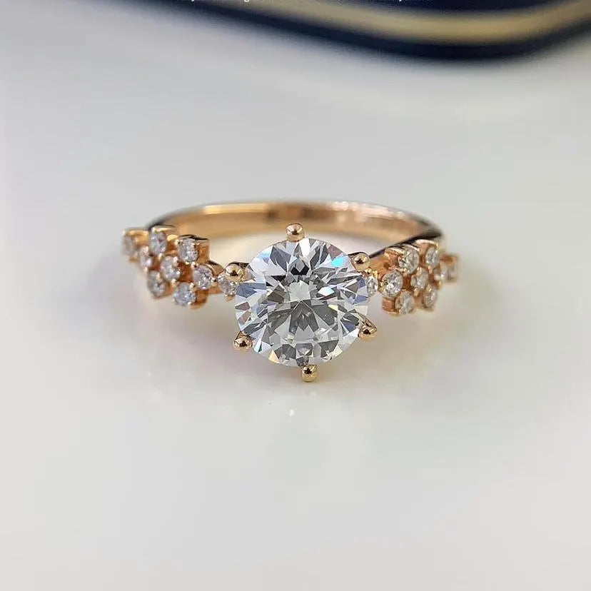 Round 1.80tcw Lab Grown Diamond 6 Prong Solitaire Pave Engagement Ring, D-E-F Color, VVS-VS Clarity - IGI Certified