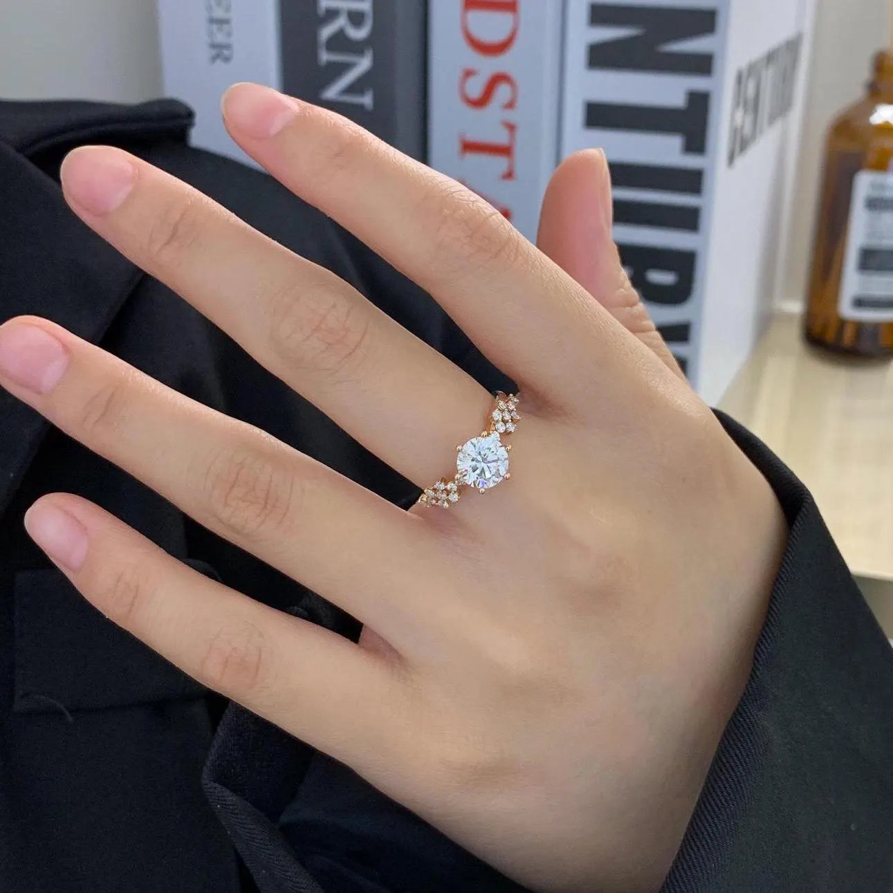 Round 1.80tcw Lab Grown Diamond 6 Prong Solitaire Pave Engagement Ring, D-E-F Color, VVS-VS Clarity - IGI Certified