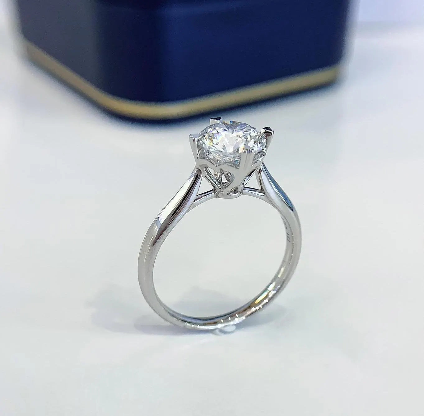 Round 1.50ct Lab Grown Diamond 4 Heart Shape Prong Solitaire Pave Engagement Ring, D-E-F Color, VVS-VS Clarity - IGI Certified