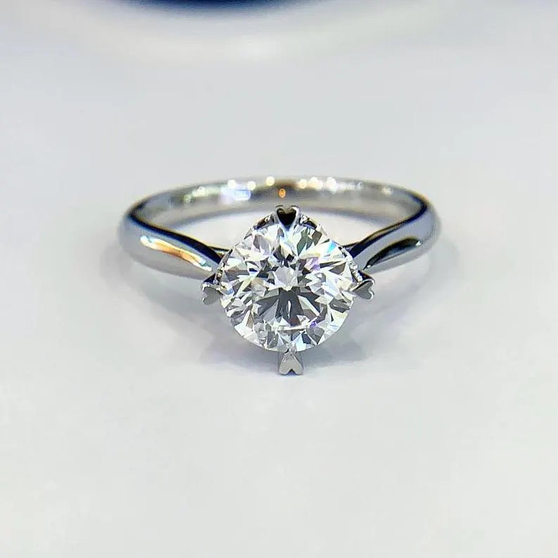 Round 1.50ct Lab Grown Diamond 4 Heart Shape Prong Solitaire Pave Engagement Ring, D-E-F Color, VVS-VS Clarity - IGI Certified