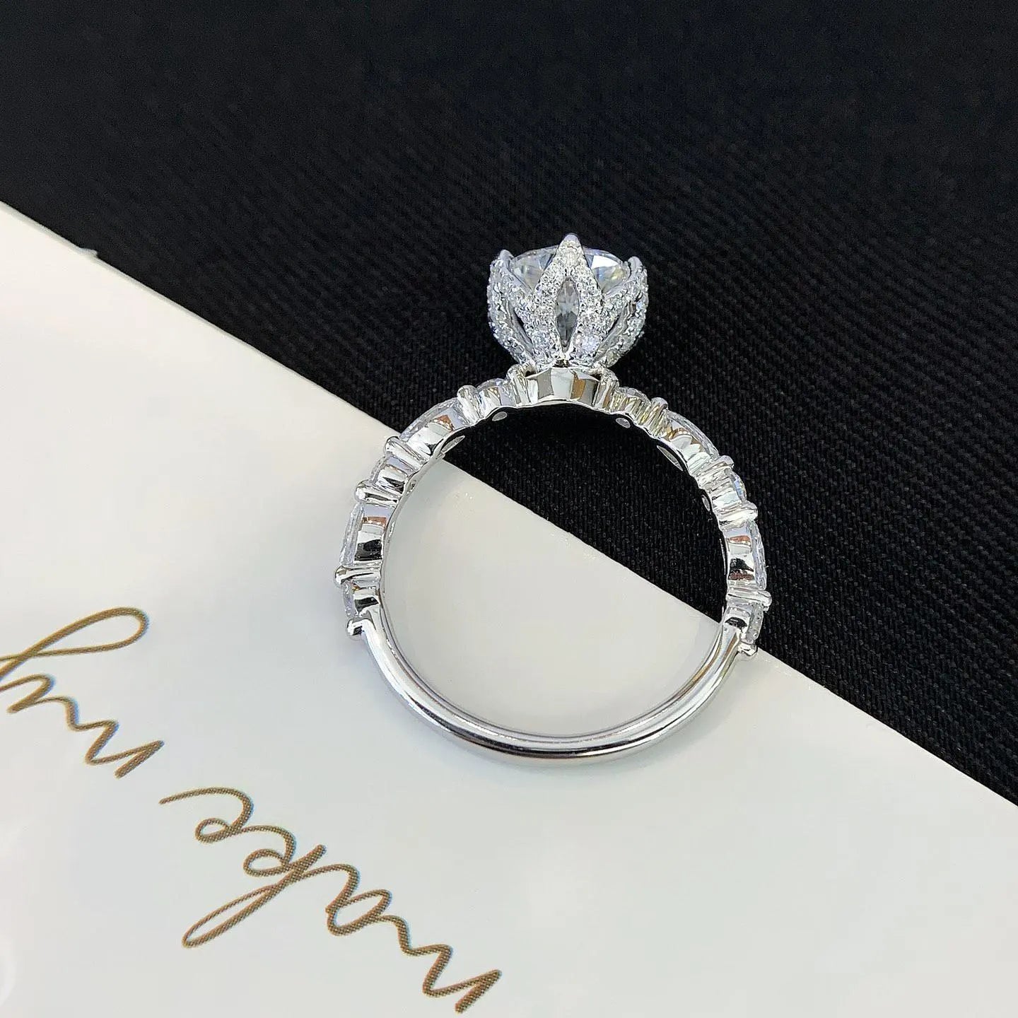 Round 1.80tcw Lab Grown Diamond 6 Unique Design Prong Engagement Ring, D-E-F Color, VVS-VS Clarity - IGI Certified
