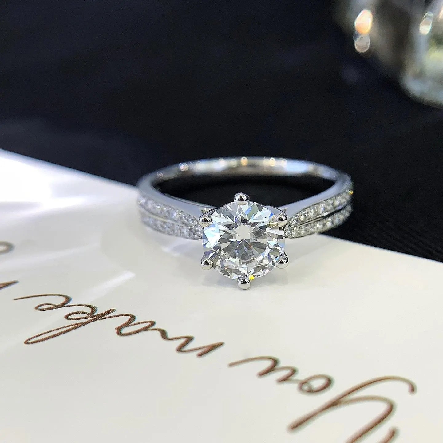 Round 1.20tcw Lab Grown Diamond Double Band Cathedral Shank Engagement Ring, D-E-F Color, VVS-VS Clarity - IGI Certified
