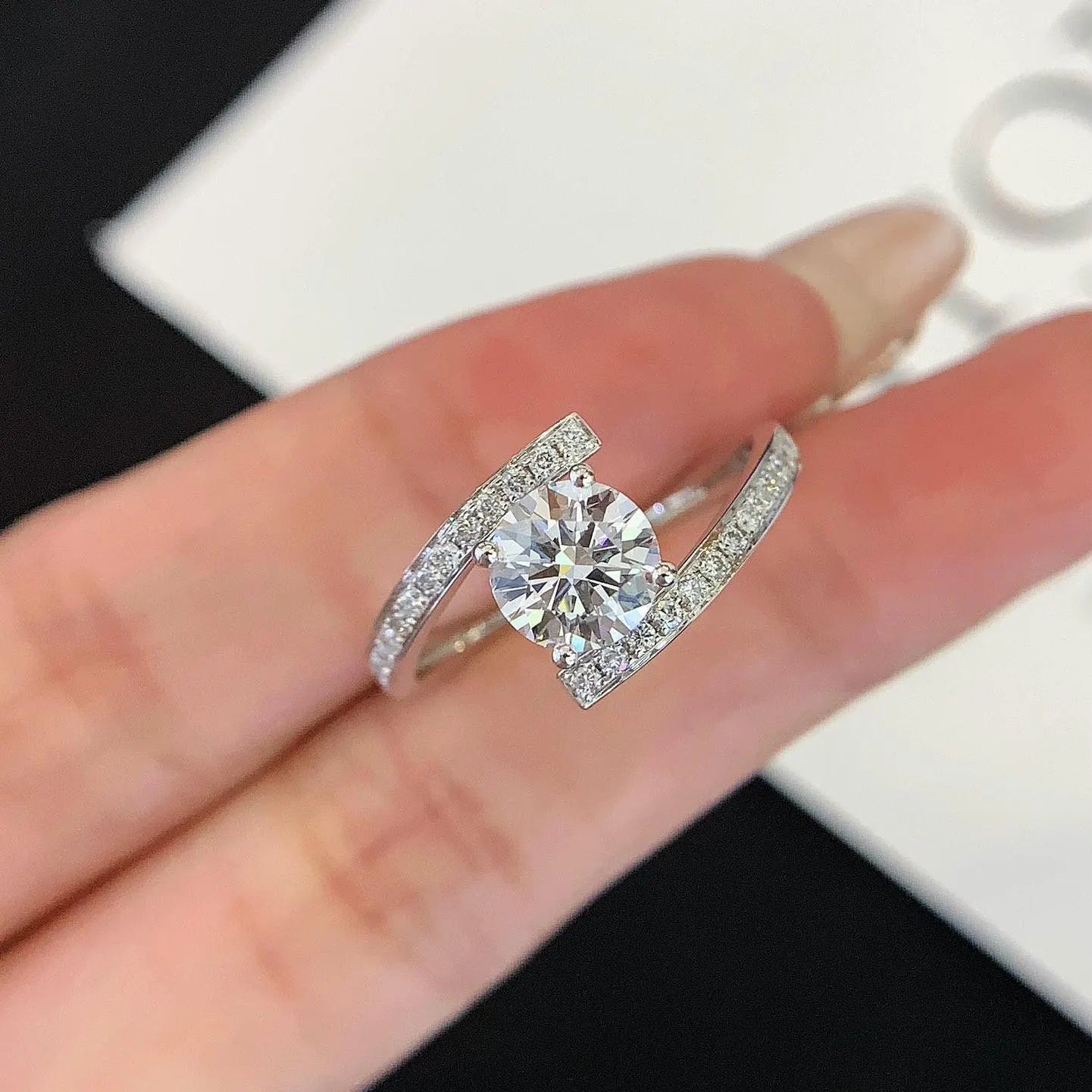 Round 1.70tcw Lab Grown Diamond Solitaire Bypass Band Engagement Ring, D-E-F Color, VVS-VS Clarity - IGI Certified