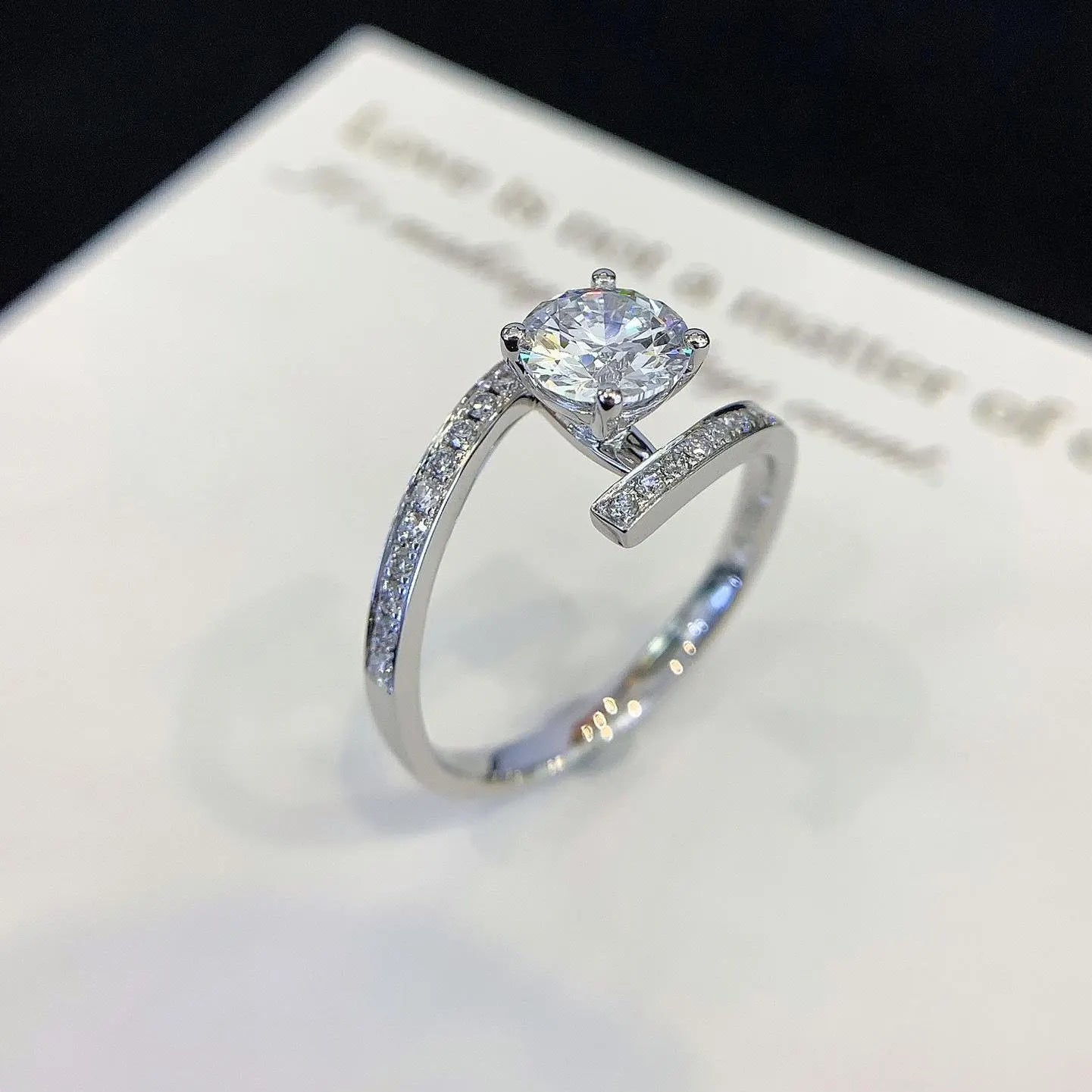 Round 1.70tcw Lab Grown Diamond Solitaire Bypass Band Engagement Ring, D-E-F Color, VVS-VS Clarity - IGI Certified