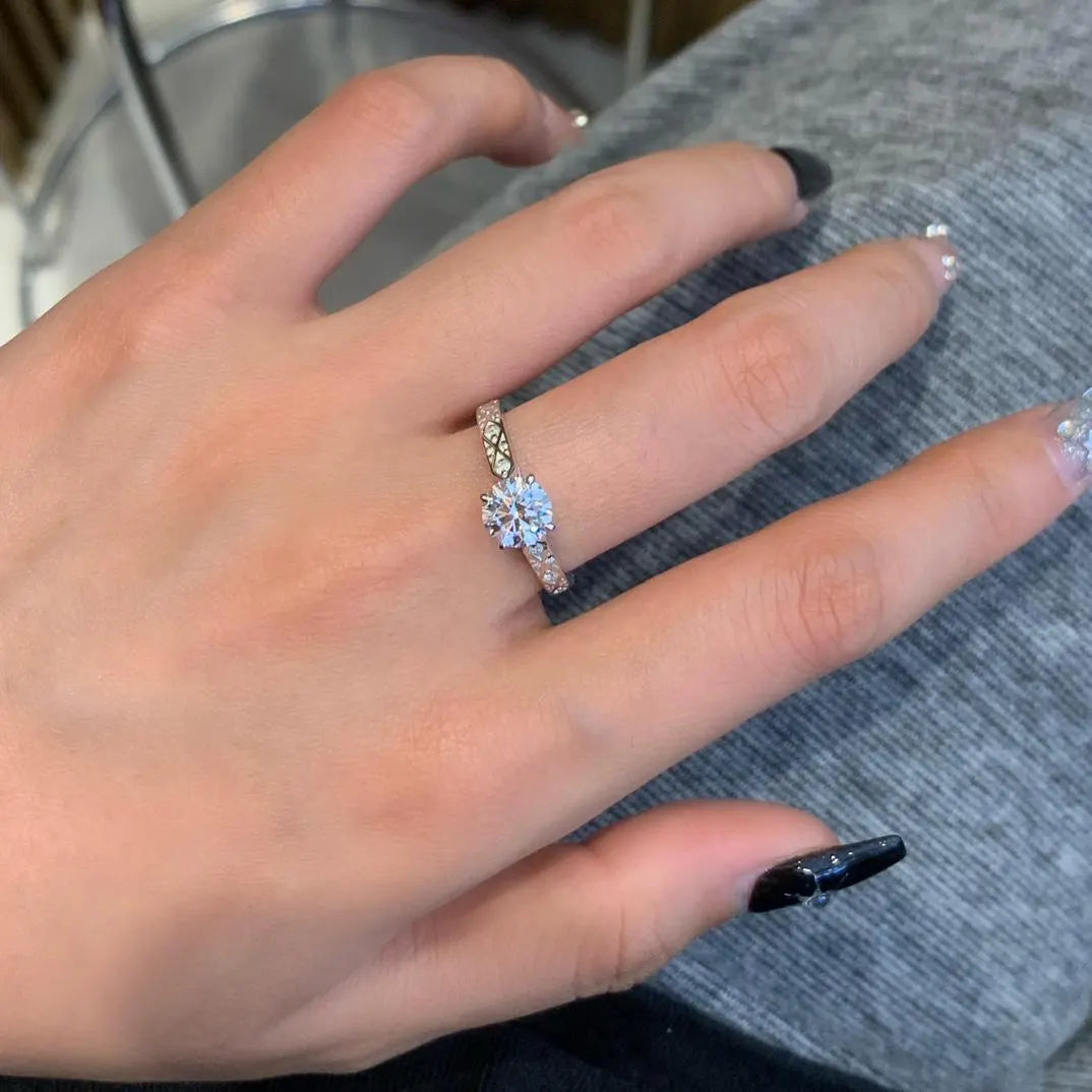 Round 1.20tcw Lab Grown Diamond Cathedral Shank Engagement Ring, D-E-F Color, VVS-VS Clarity - IGI Certified