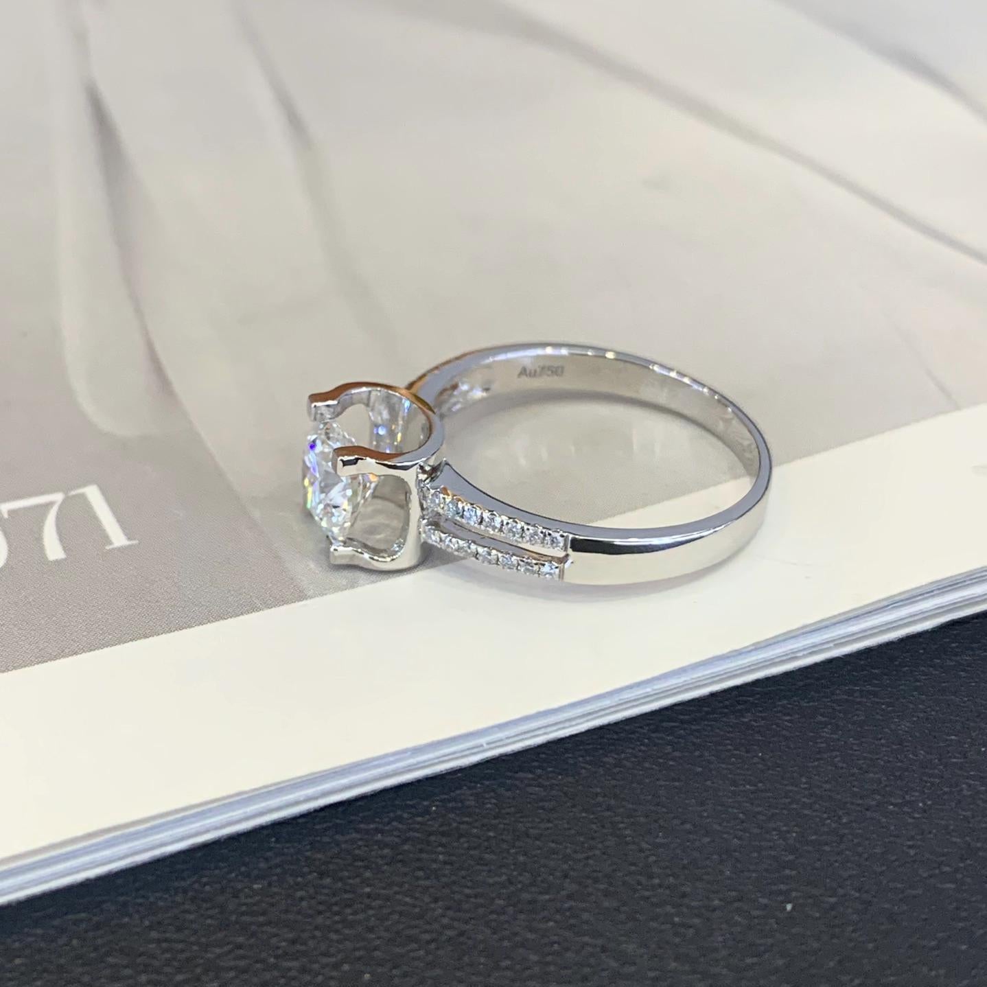 Round 1.20tcw Lab Grown Diamond Split Band Solitaire Engagement Ring, D-E-F Color, VVS-VS Clarity - IGI Certified