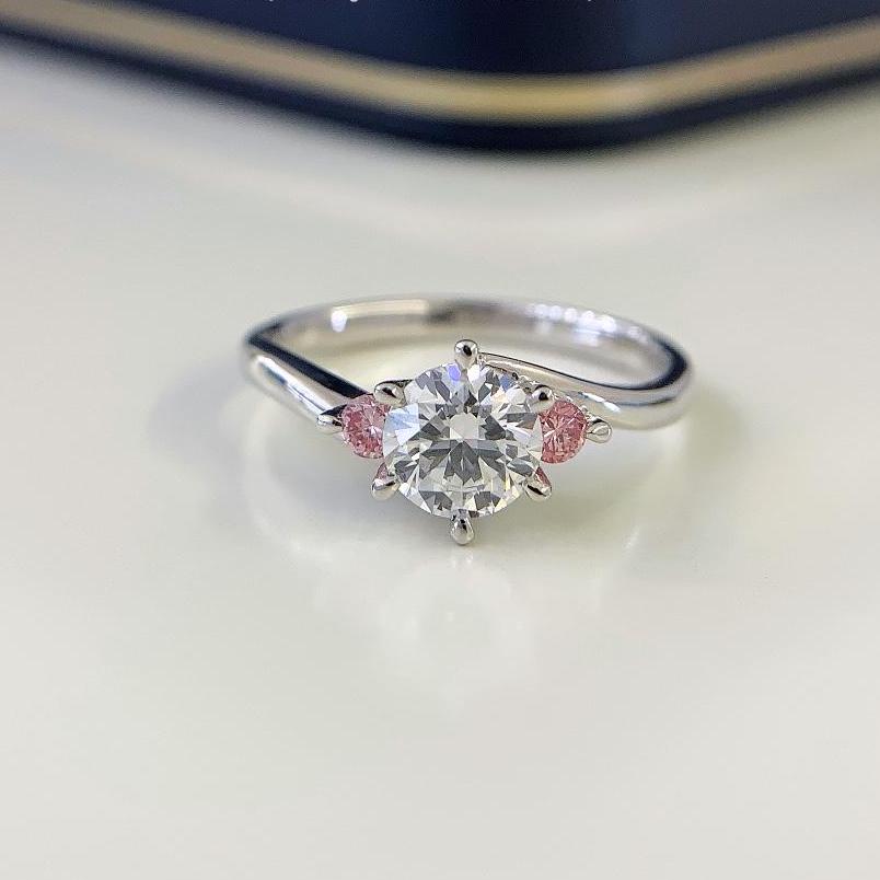 Round 1.20tcw Lab Grown Diamond Three Stone Bypass Band Engagement Ring, D-E-F Color, VVS-VS Clarity - IGI Certified