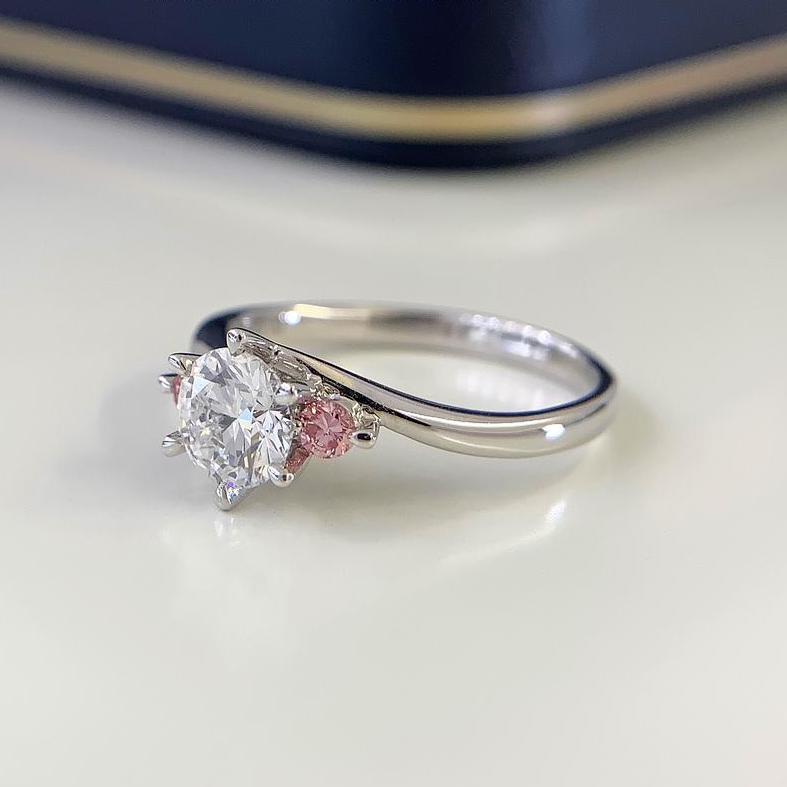 Round 1.20tcw Lab Grown Diamond Three Stone Bypass Band Engagement Ring, D-E-F Color, VVS-VS Clarity - IGI Certified
