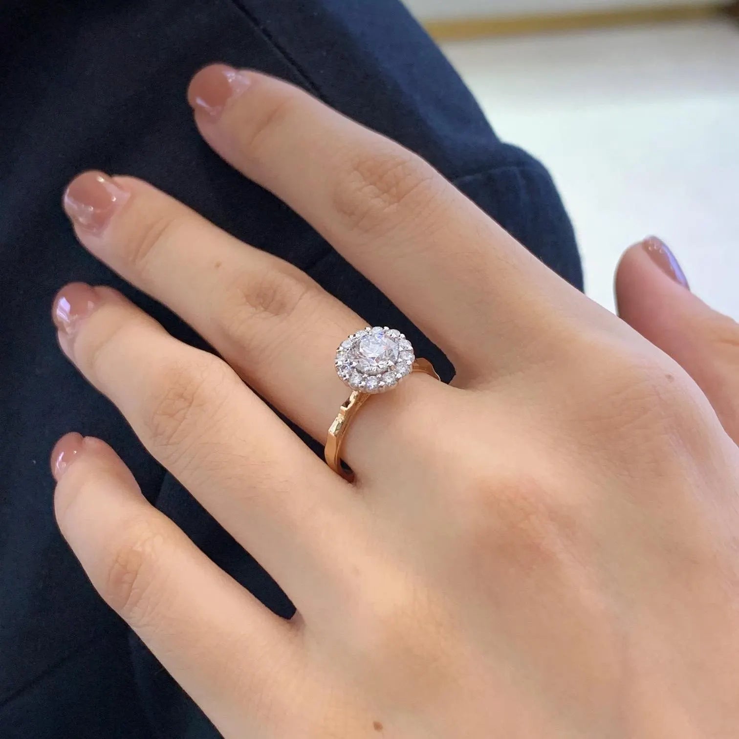 Round 1.60tcw Lab Grown Diamond Halo Setting Pave Engagement Ring, D-E-F Color, VVS-VS Clarity - IGI Certified