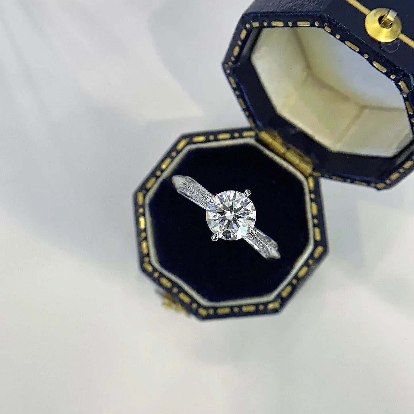 Round 1.20tcw Lab Grown Diamond Hidden Halo Solitaire Pave Engagement Ring, D-E-F Color, VVS-VS Clarity - IGI Certified