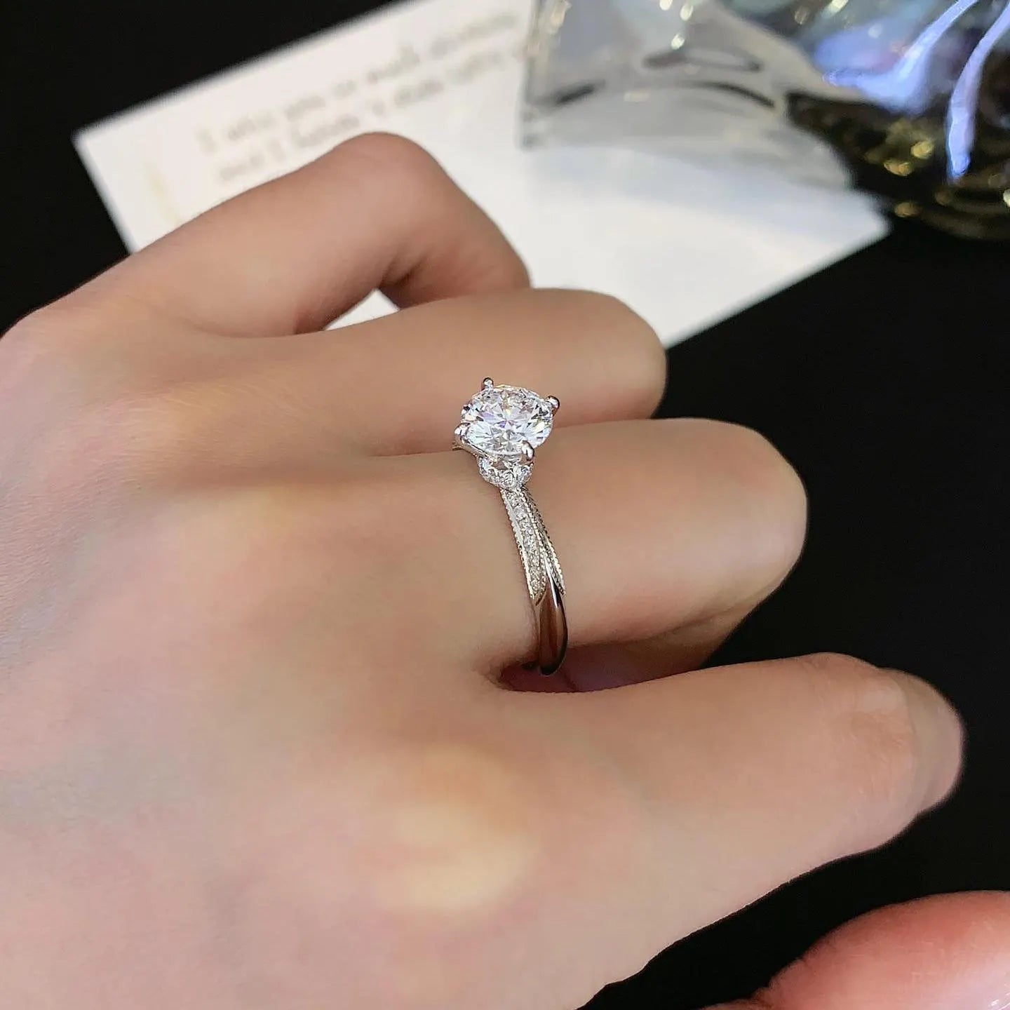 Round 1.20tcw Lab Grown Diamond Hidden Halo Solitaire Pave Engagement Ring, D-E-F Color, VVS-VS Clarity - IGI Certified
