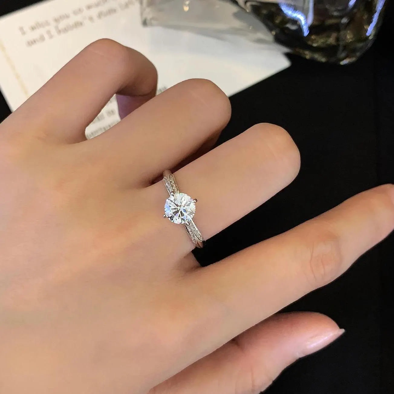 Round 1.20tcw Lab Grown Diamond Hidden Halo Solitaire Pave Engagement Ring, D-E-F Color, VVS-VS Clarity - IGI Certified