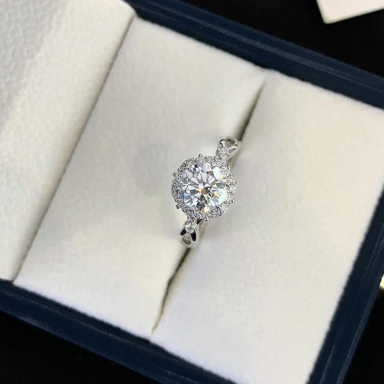 Round 1.40tcw Lab Grown Diamond Halo Criss Cross Band Engagement Ring, D-E-F Color, VVS-VS Clarity - IGI Certified