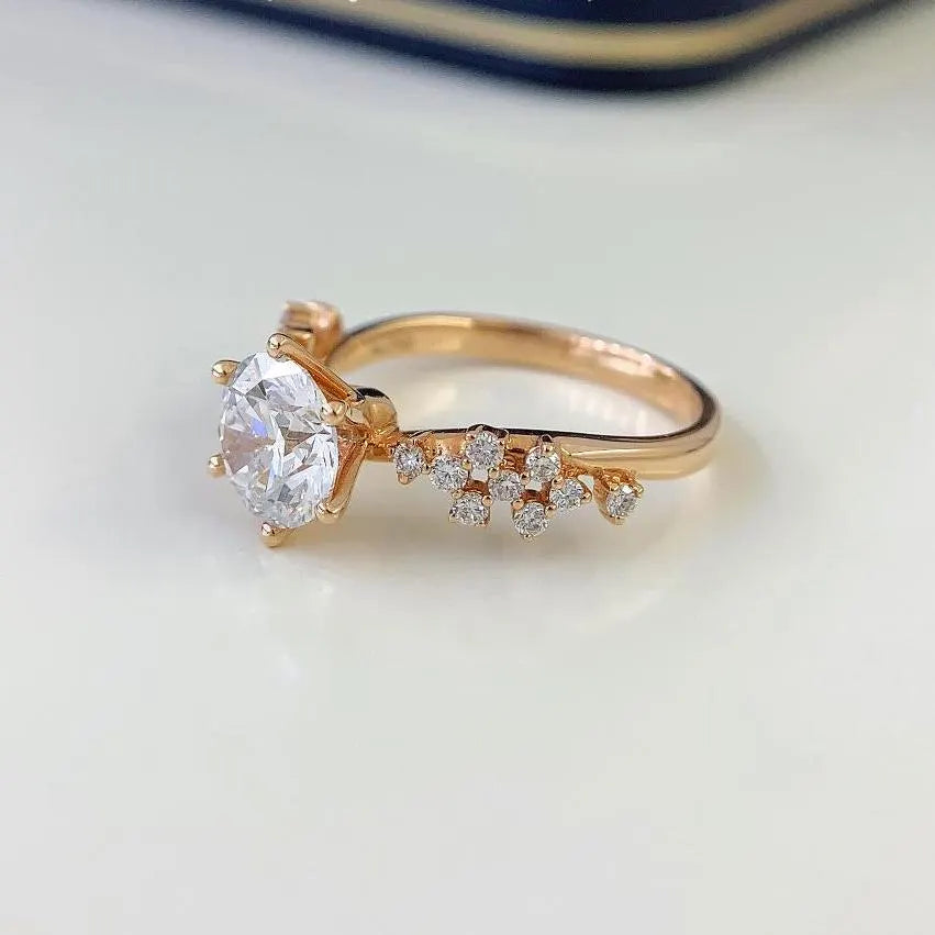 Round 1.80tcw Lab Grown Diamond 6 Prong Solitaire Pave Engagement Ring, D-E-F Color, VVS-VS Clarity - IGI Certified