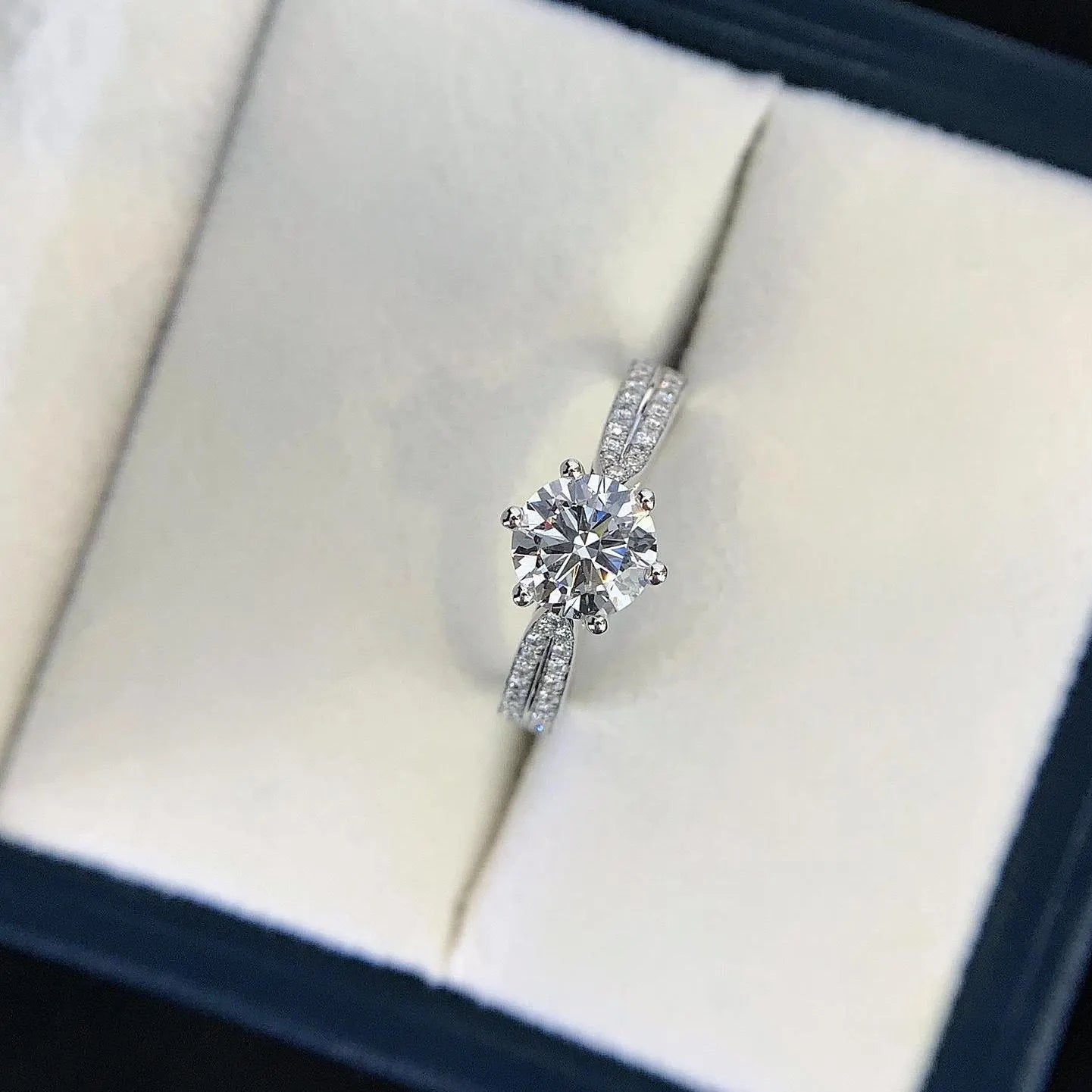 Round 1.20tcw Lab Grown Diamond Double Band Cathedral Shank Engagement Ring, D-E-F Color, VVS-VS Clarity - IGI Certified