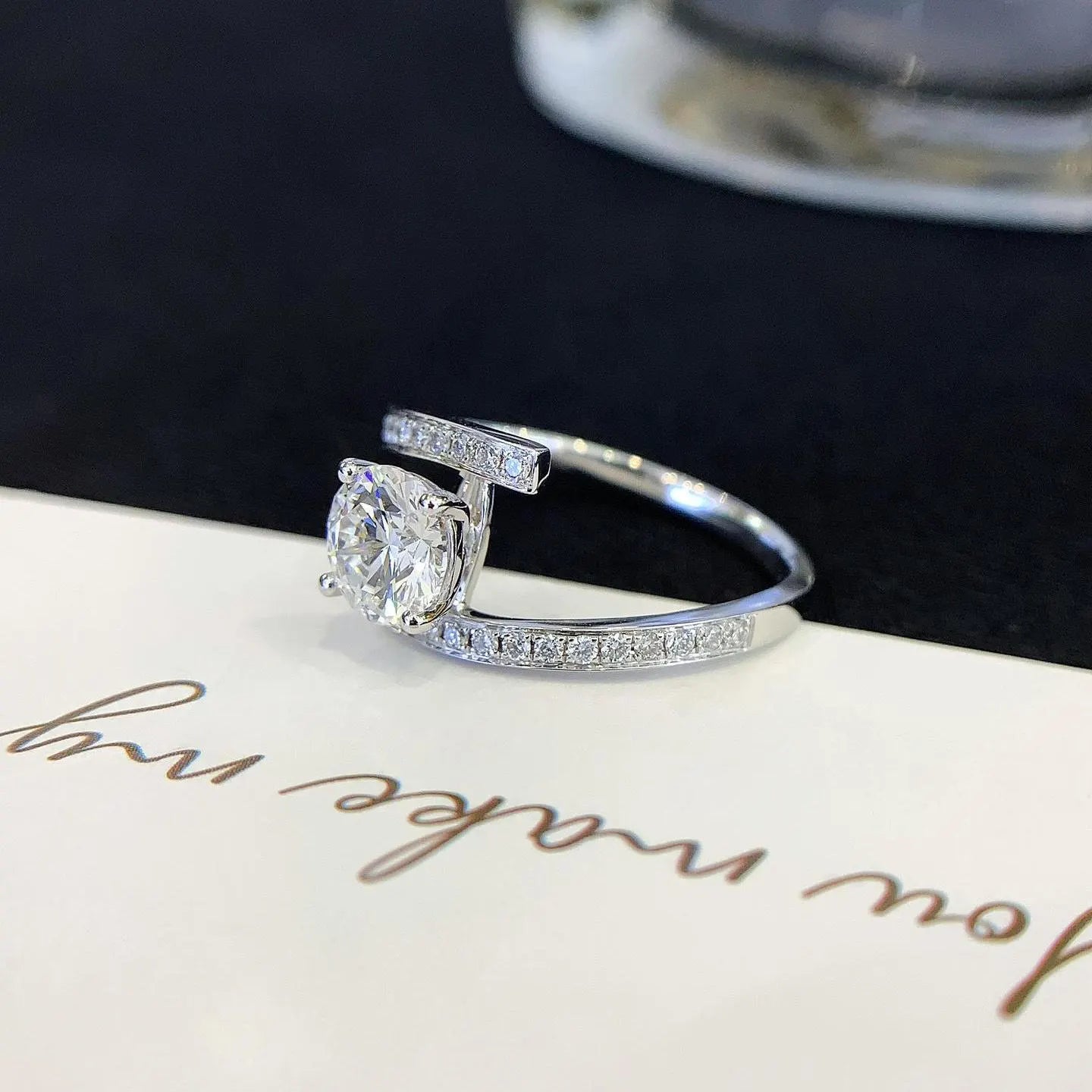 Round 1.70tcw Lab Grown Diamond Solitaire Bypass Band Engagement Ring, D-E-F Color, VVS-VS Clarity - IGI Certified