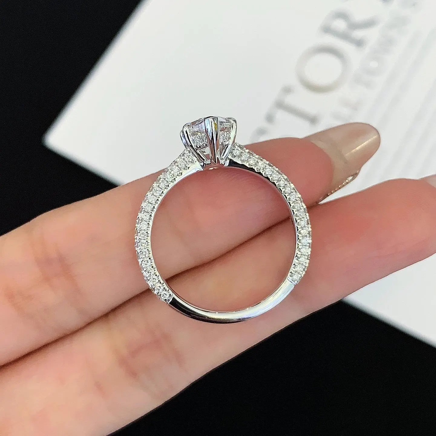 Pear 2.80tcw Lab Grown Diamond 5 Prong Solitaire Pave Engagement Ring, D-E-F Color, VVS-VS Clarity - IGI Certified