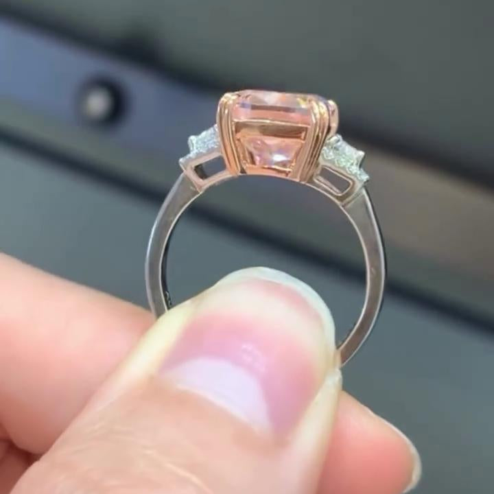 5ct Fancy Pink Cushion Lab Diamond Ring | 0.80ct Tapered Baguettes Side Stones | IGI Certified | 5.80tcw