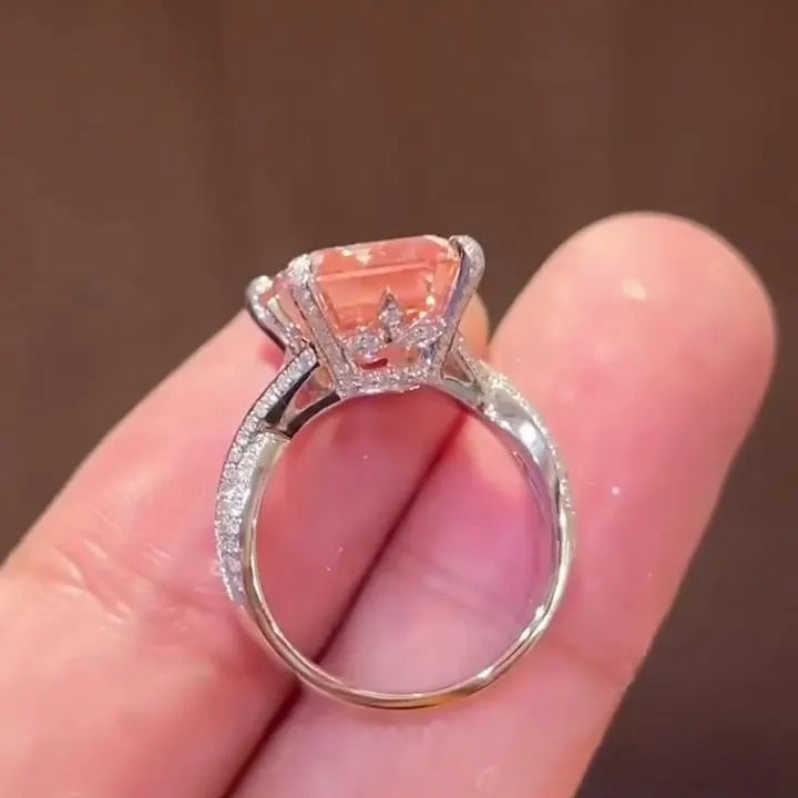 Fancy Pink 5ct Emerald Lab Diamond Ring | 0.50ct Side Stones | IGI Certified | 5.50tcw Engagement