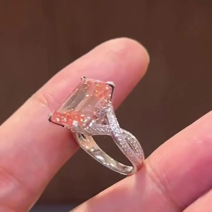 Fancy Pink 5ct Emerald Lab Diamond Ring | 0.50ct Side Stones | IGI Certified | 5.50tcw Engagement