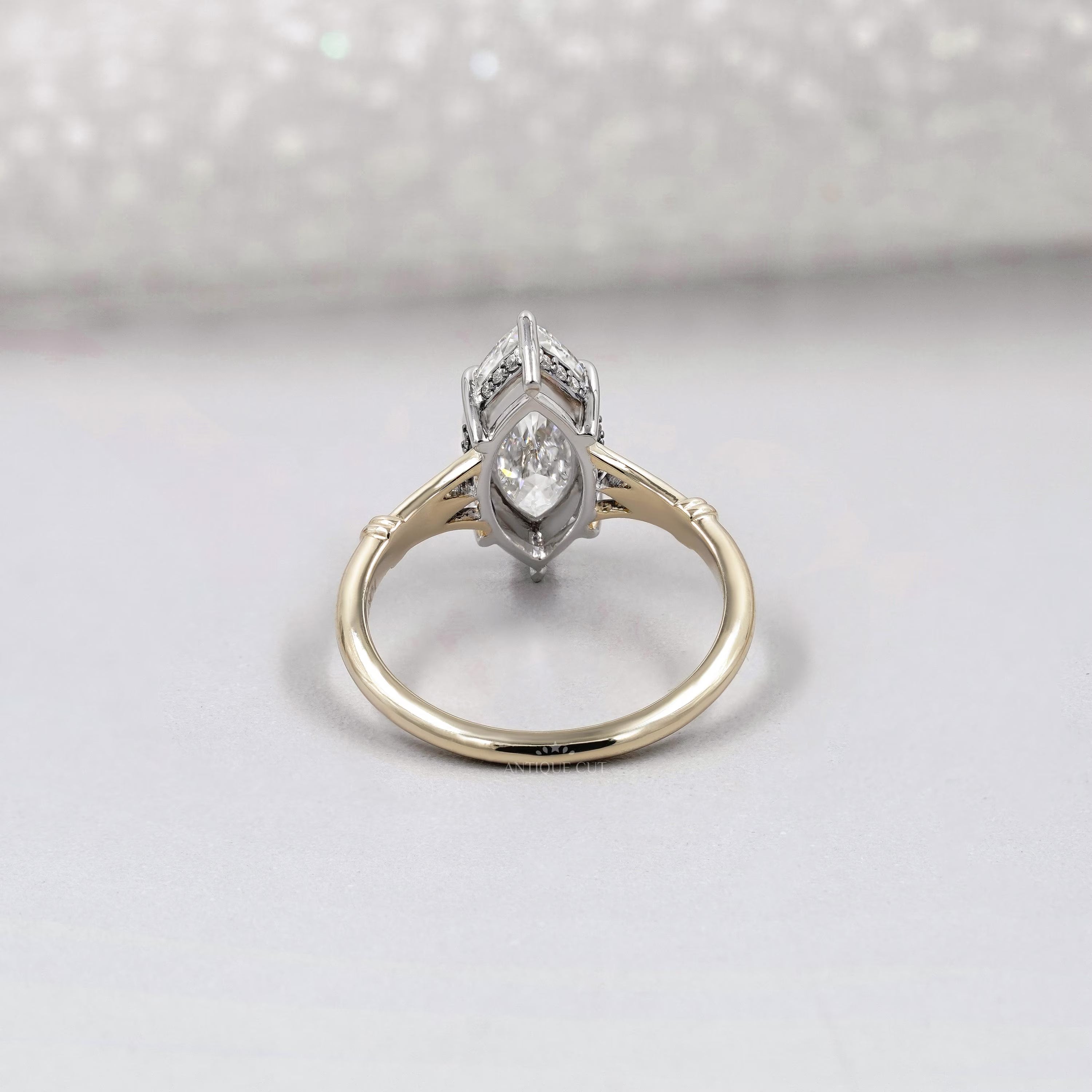 Marquise Cut 2.70tcw Lab Grown Diamond Engagement Ring | Split Shank Vintage Design | IGI Certified