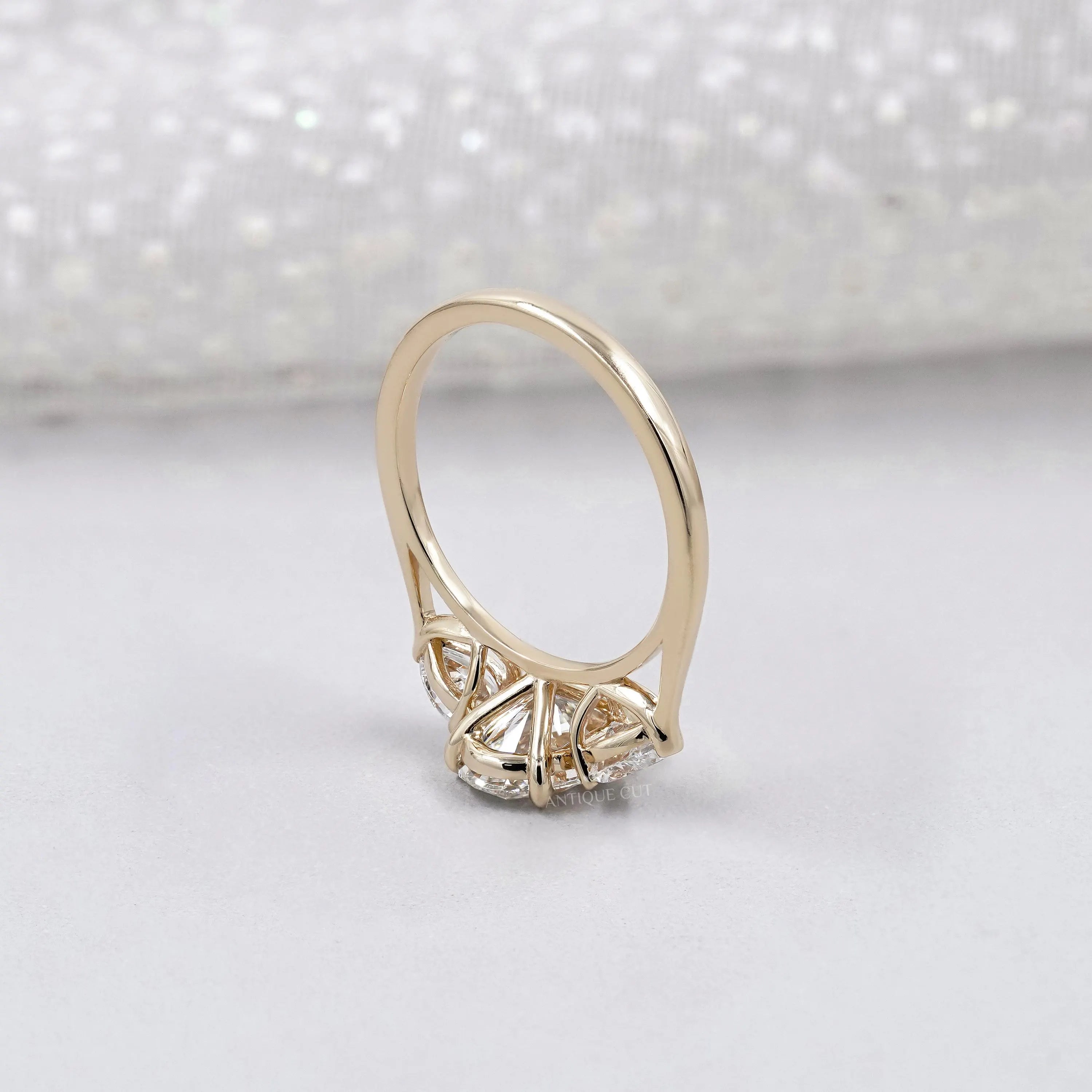 Oval Cut 2.00tcw Lab Grown Diamond Engagement Ring | Three Stone Pear Side Design | IGI Certified