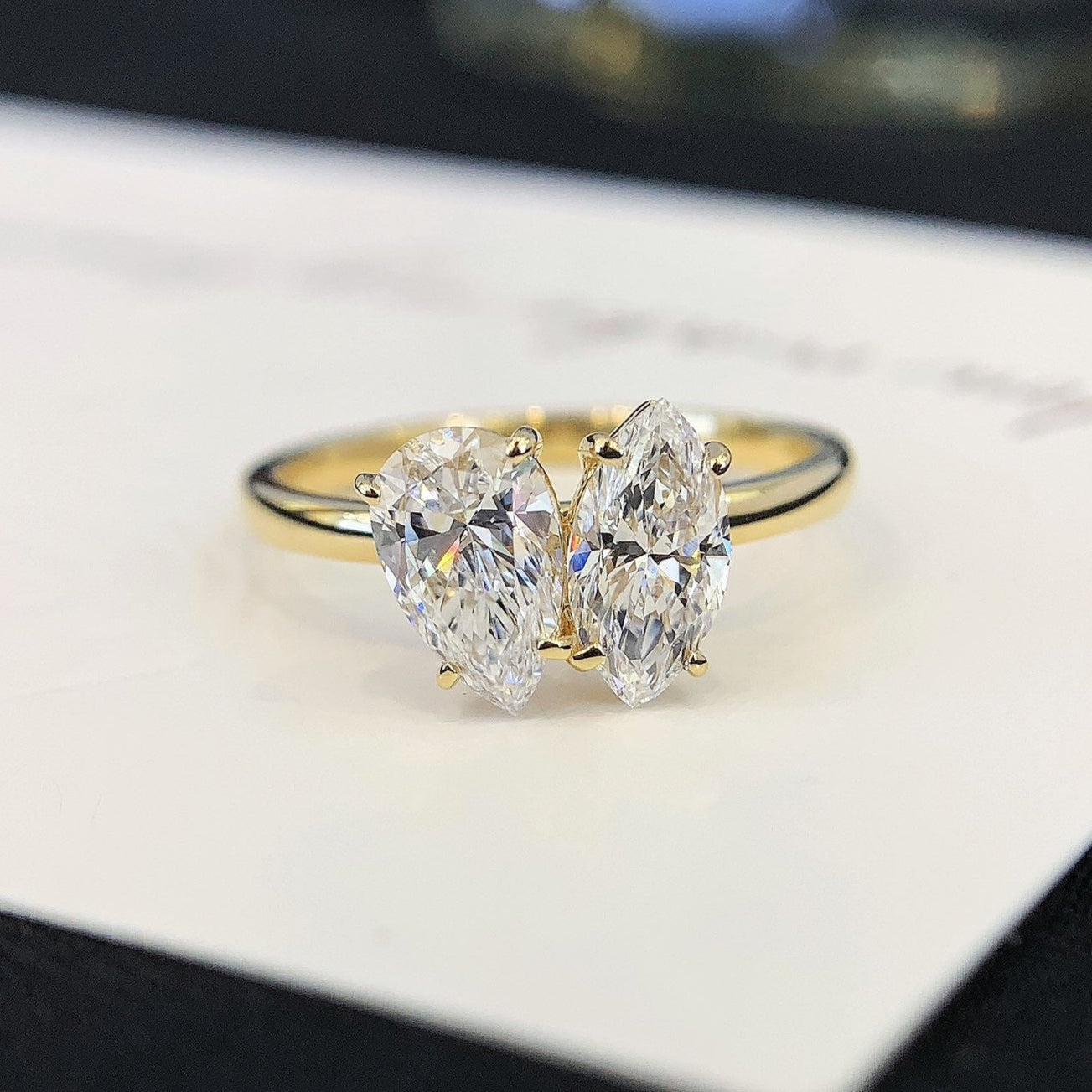 2.00ctw Marquise And Pear Lab-Grown Diamond Toi et Moi Engagement Ring – IGI Certified, VVS-VS Clarity, D-E-F Color