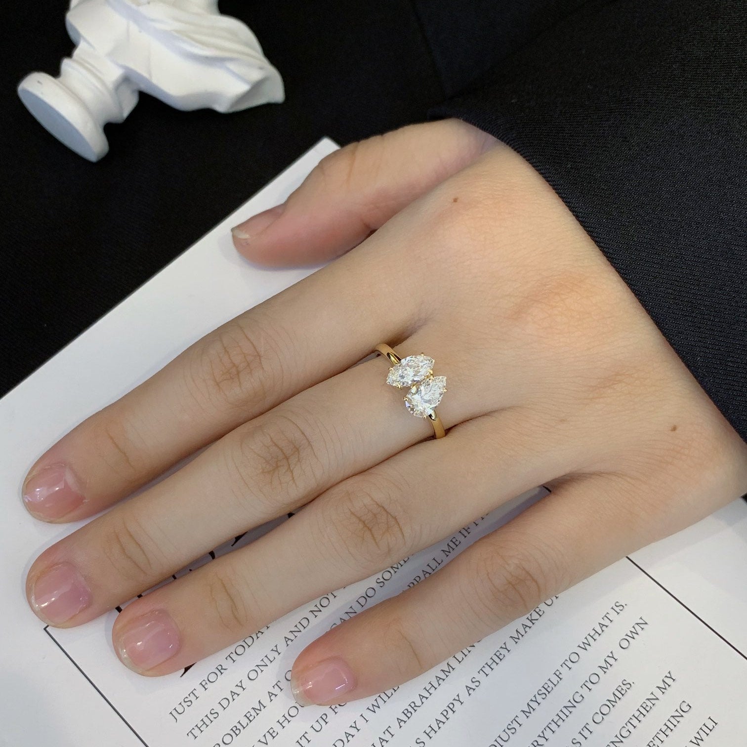 2.00ctw Marquise And Pear Lab-Grown Diamond Toi et Moi Engagement Ring – IGI Certified, VVS-VS Clarity, D-E-F Color