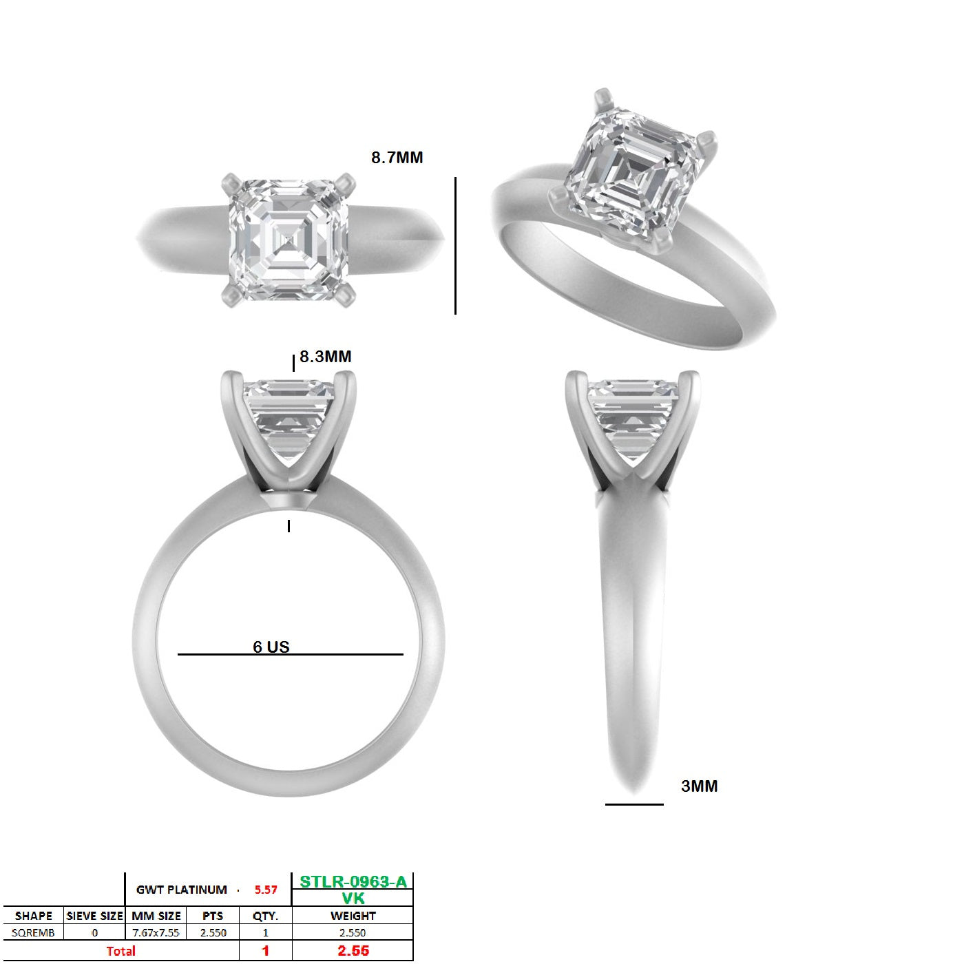 Custom listing for ring setting only.