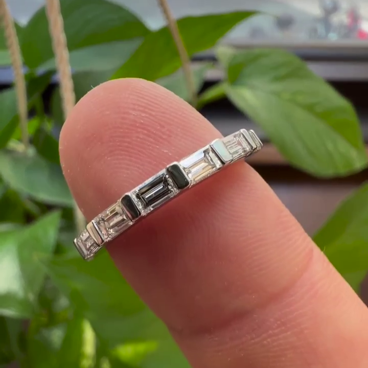 0.70tcw Baguette Lab Diamond Ring | Half Eternity Wedding Band | DEF VVS–VS