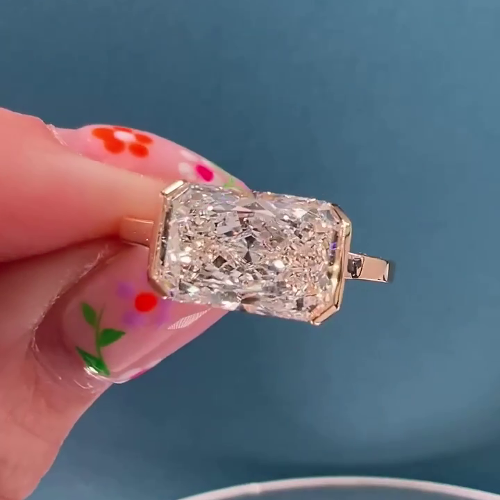 Radiant 5.00ct Lab Grown Diamond East West Engagement Ring, D-E-F Color, VVS - VS Clarity