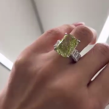 Fancy Yellow 15.50tcw Radiant Lab Grown Diamond Ring | 10ct Center + 5.50ct Side Stones | IGI Certified