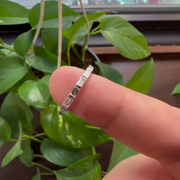 0.70tcw Baguette Lab Diamond Ring | Half Eternity Wedding Band | DEF VVS–VS