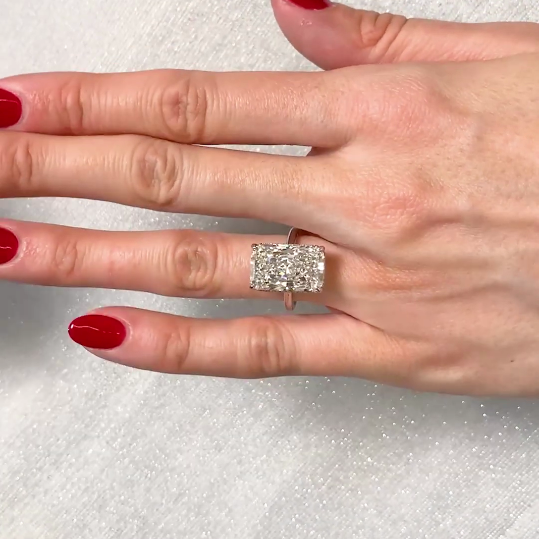 Radiant 8.10tcw Lab Diamond Hidden Halo Solitaire Ring | IGI Certified | D-E-F | VVS–VS