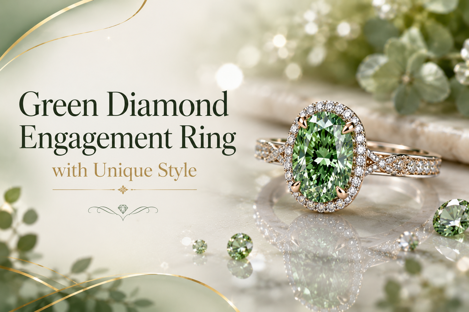 Green Diamond Engagement Ring