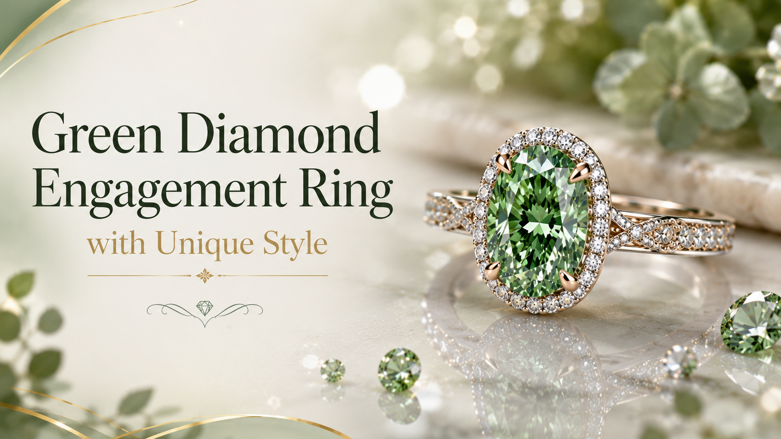 Green Diamond Engagement Ring