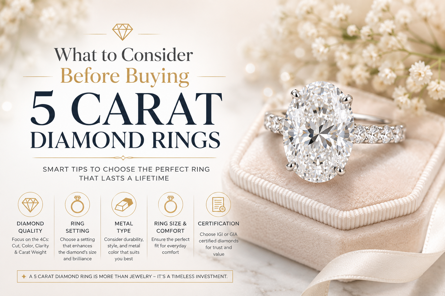 What to Consider Before Buying 5 Carat Diamond Rings