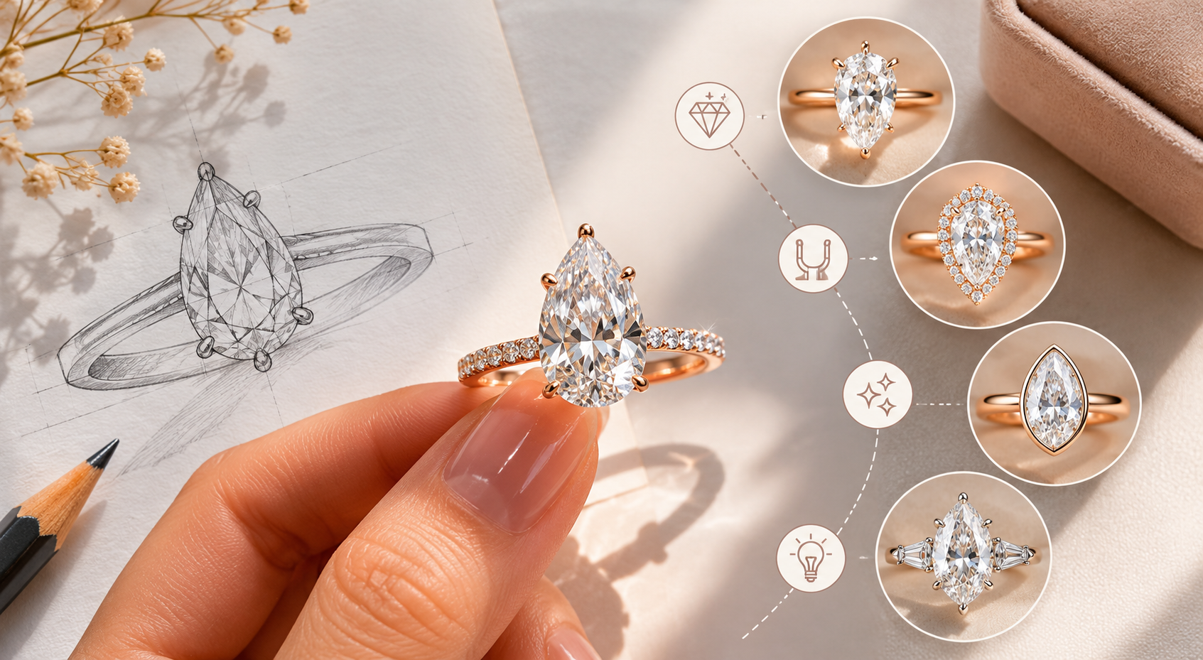 Pear diamond ring setting guide